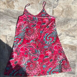 Vibrant Pink and Green Paisley Dress